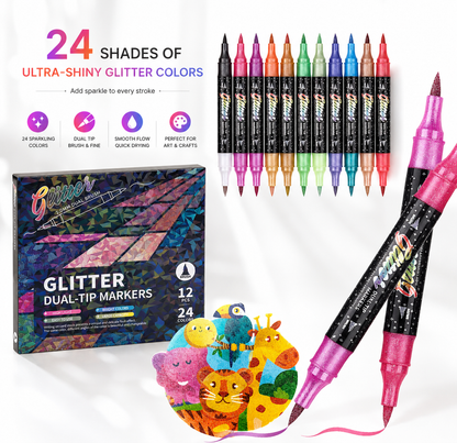 Starlit Brush Marker— 24 Glitter Colours