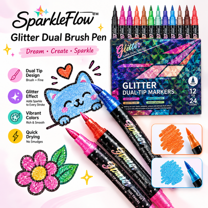 Starlit Brush Marker— 24 Glitter Colours