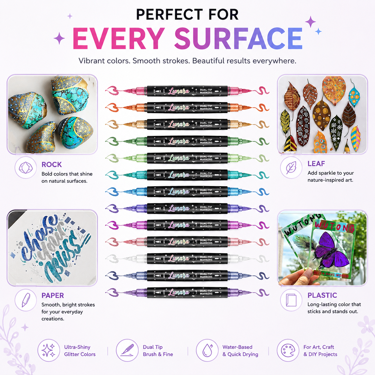Starlit Brush Marker— 24 Glitter Colours