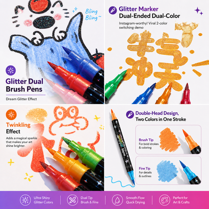 Starlit Brush Marker— 24 Glitter Colours